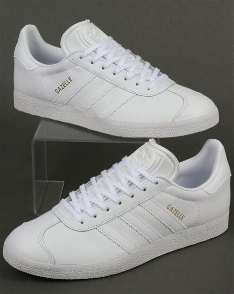 adidas originals all white leather gazelle unisex sneakers